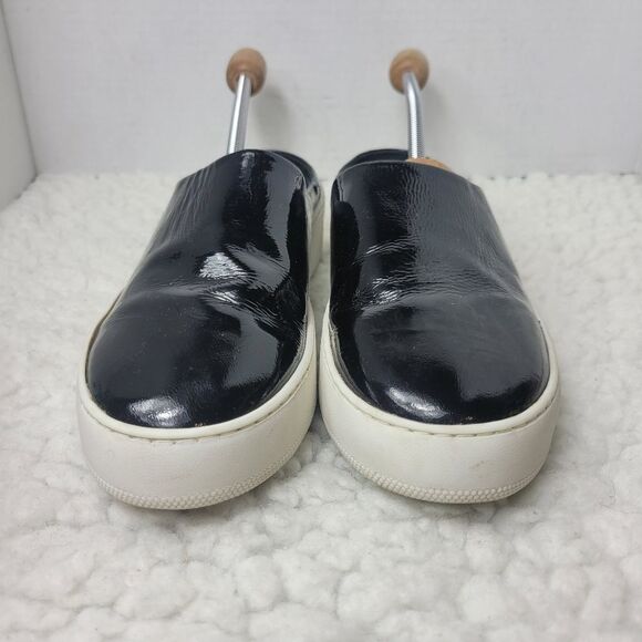 Free People Black Shiny Patent Leather Wynwood Slip On Slide Platform Mules - Picture 2 of 10